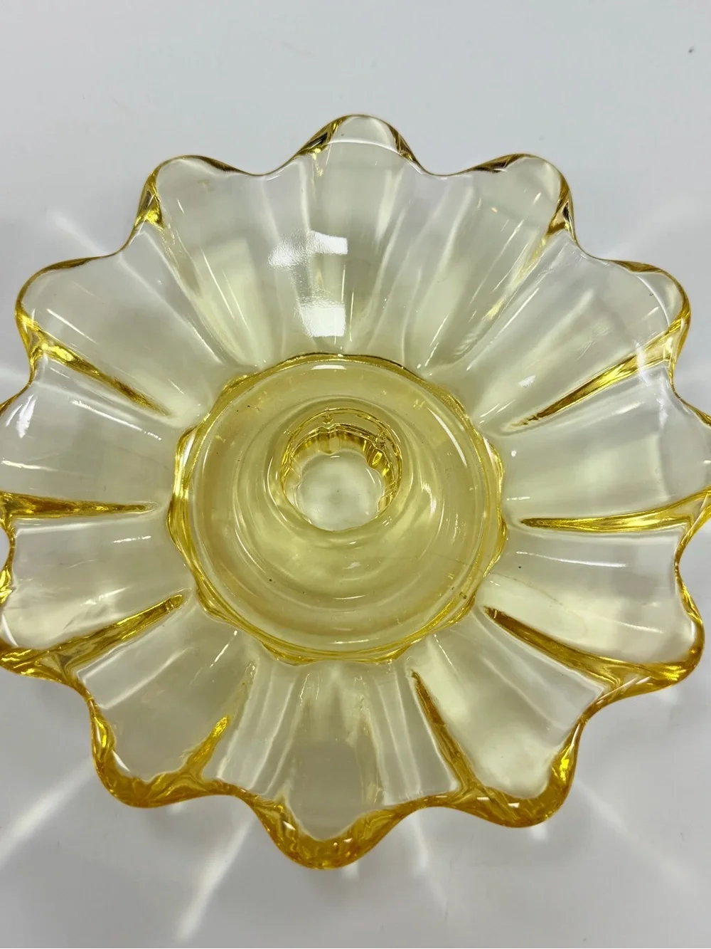 Vintage Fostoria Glass Candlestick Holders Sunburst Pattern 12 Point Star Set 2